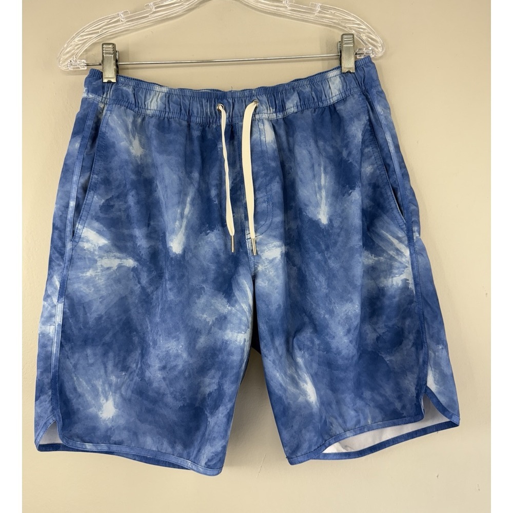 Fair Harbor Shorts Men's Medium Lined Tie‎ Dye Blue Athletic Workout Drawstring